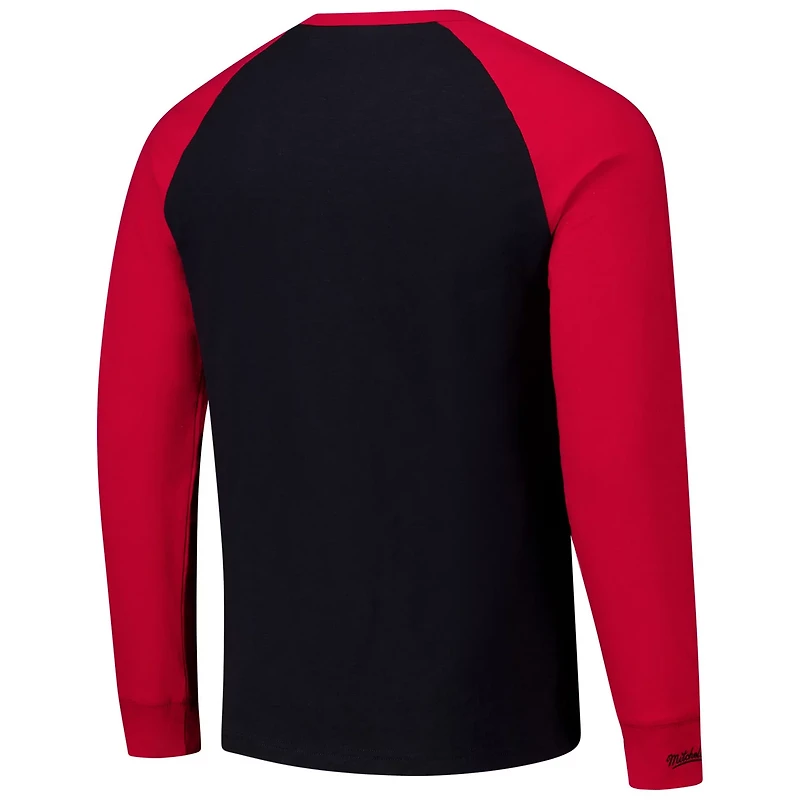 Mitchell  Ness Red Chicago hawks Legendary Slub Raglan Long Sleeve T-Shirt