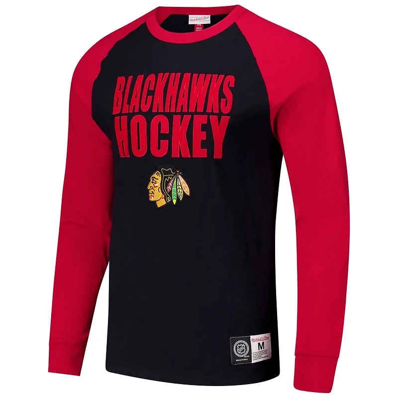Mitchell  Ness Red Chicago hawks Legendary Slub Raglan Long Sleeve T-Shirt