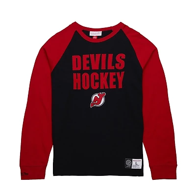 Mitchell  Ness Red New Jersey Devils Legendary Slub Raglan Long Sleeve T-Shirt