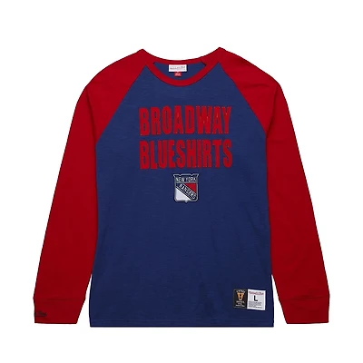 Mitchell  Ness Red New York Rangers Legendary Slub Raglan Long Sleeve T-Shirt