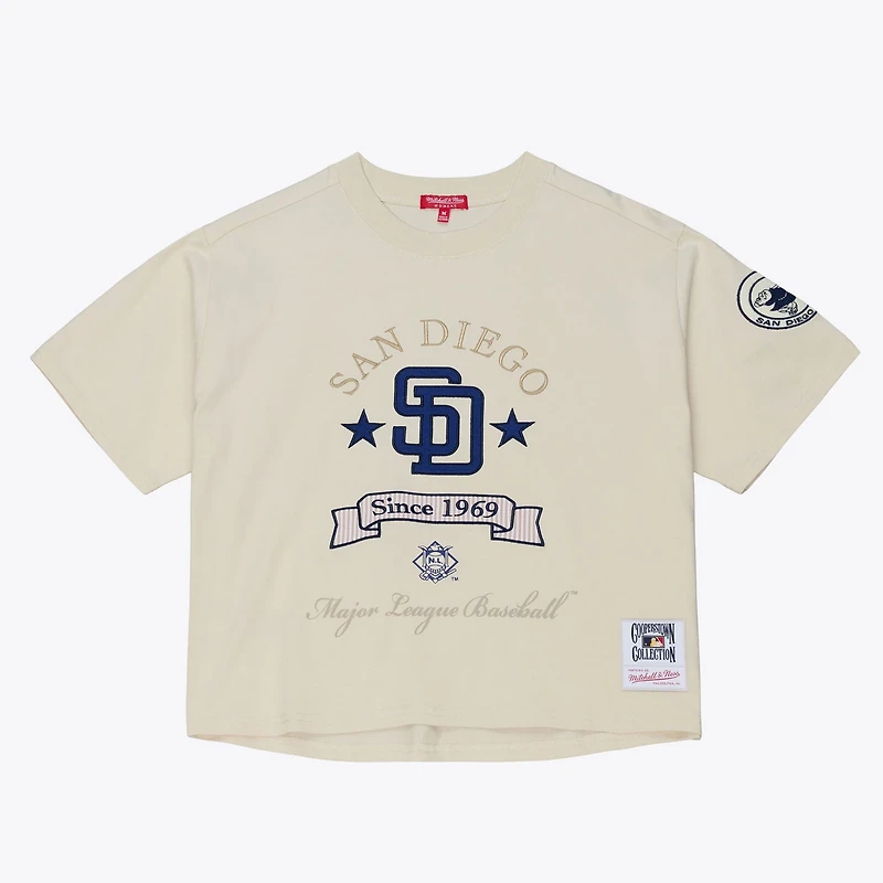 Mitchell  Ness San Diego Padres Cooperstown Yacht Rock Boxy Cropped T-Shirt