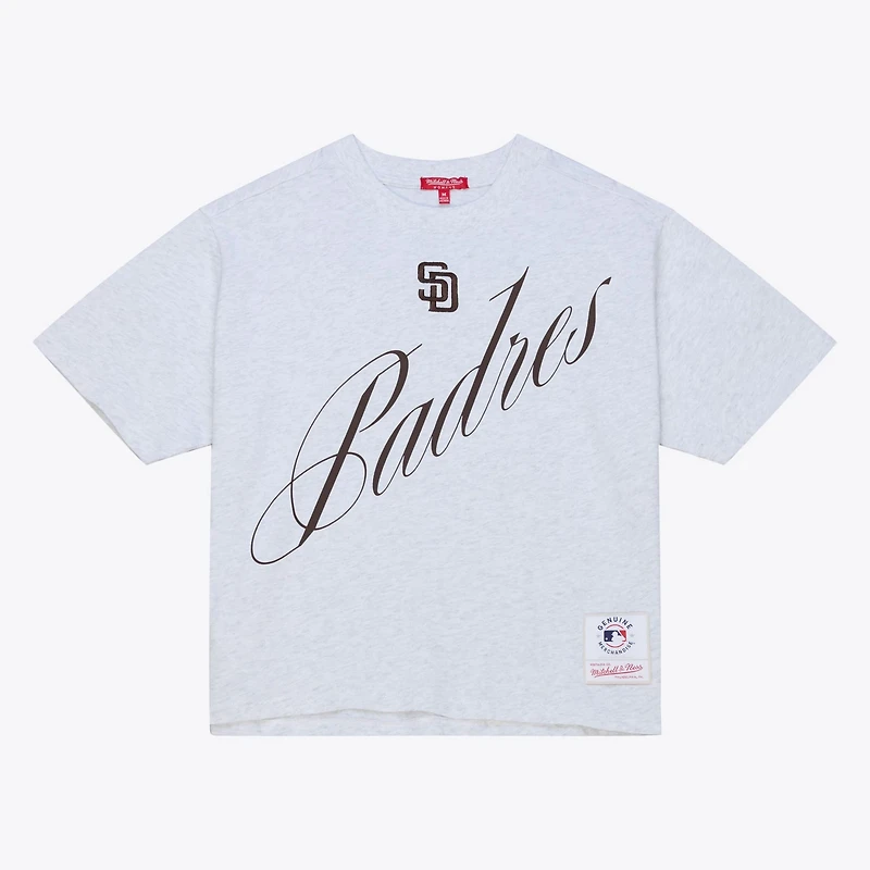 Mitchell Ness San Diego Padres Script Cropped Boxy T-Shirt