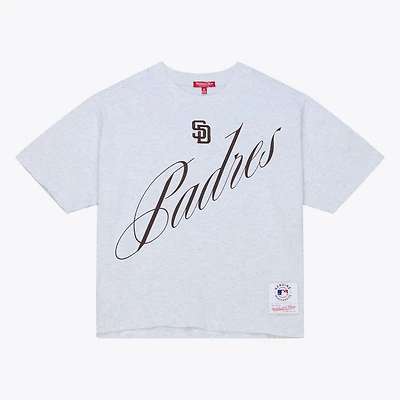Mitchell  Ness San Diego Padres Script Cropped Boxy T-Shirt