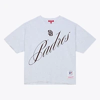 Mitchell  Ness San Diego Padres Script Cropped Boxy T-Shirt