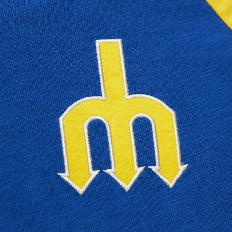 Mitchell  Ness Seattle Mariners Cooperstown Collection Legendary Raglan Slub Henley 3 4-Sleeve T-Shirt