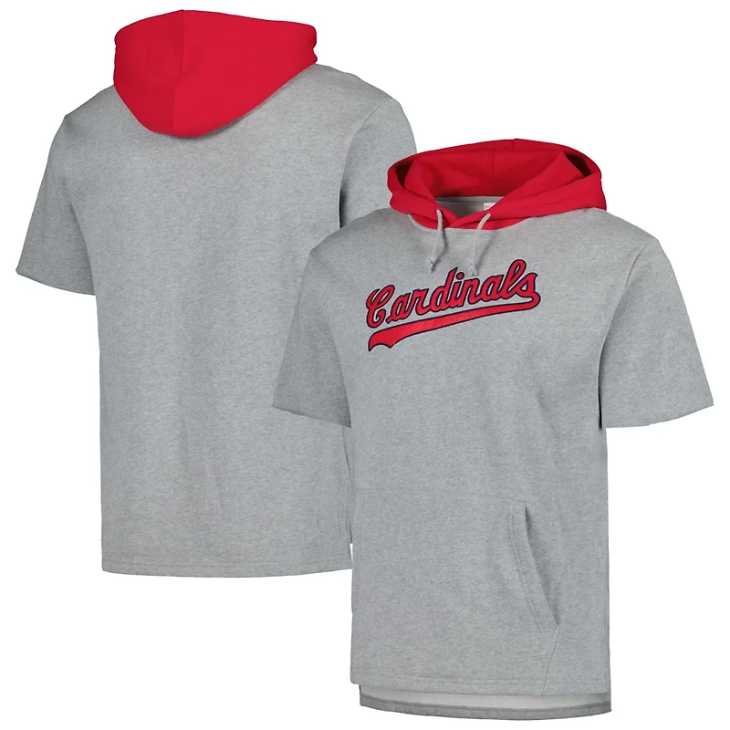 Mitchell  Ness St Louis Cardinals Postgame Short Sleeve Pullover Hoodie