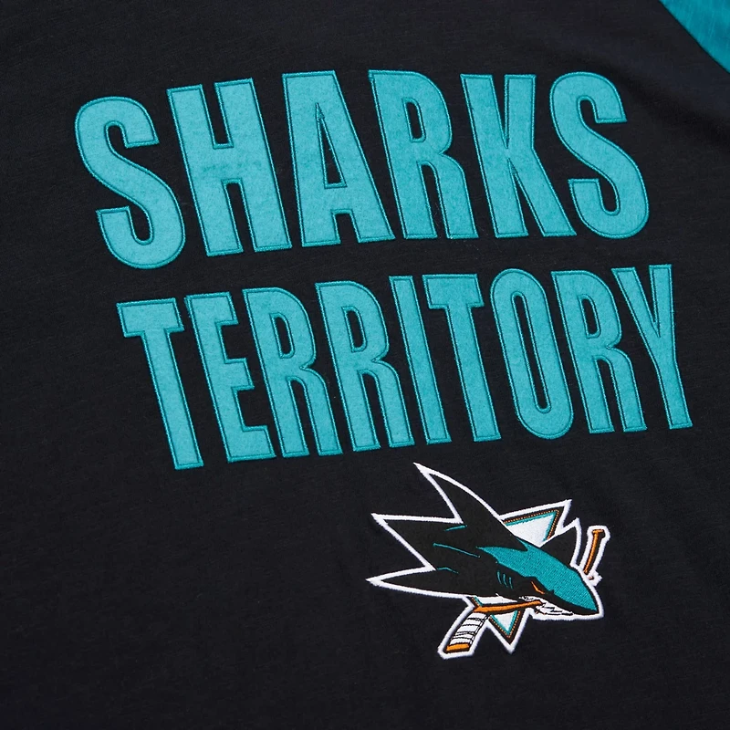 Mitchell Ness Teal San Jose Sharks Legendary Slub Raglan Long Sleeve T-Shirt