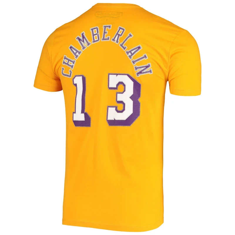 Mitchell  Ness Wilt Chamberlain Los Angeles Lakers Hardwood Classics Stitch Name Number T-Shirt