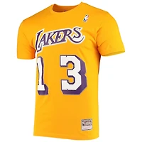 Mitchell  Ness Wilt Chamberlain Los Angeles Lakers Hardwood Classics Stitch Name Number T-Shirt