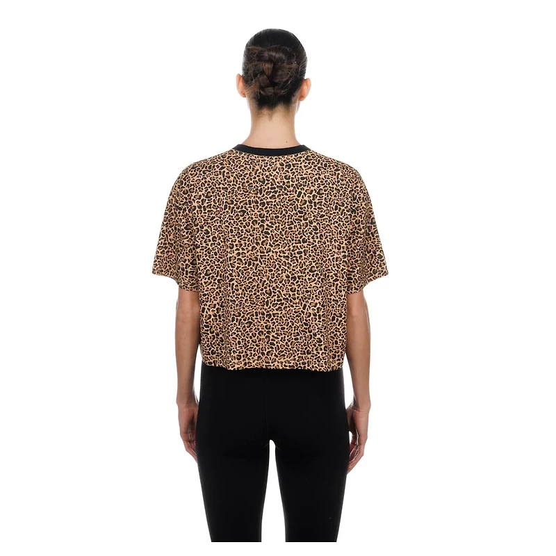 New Era Atlanta Braves Leopard Boxy Cropped T-Shirt
