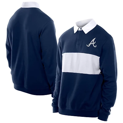 New Era Atlanta Braves Throwback Prep Colorblock Rugby Polo