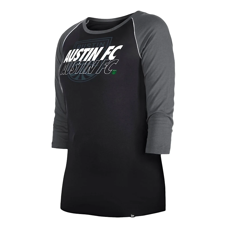 New Era Austin FC Athletic Raglan 3/4-Sleeve T-Shirt