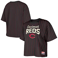 New Era Cincinnati Reds Cooperstown Collection Multiplier Pinstripe Cropped T-Shirt