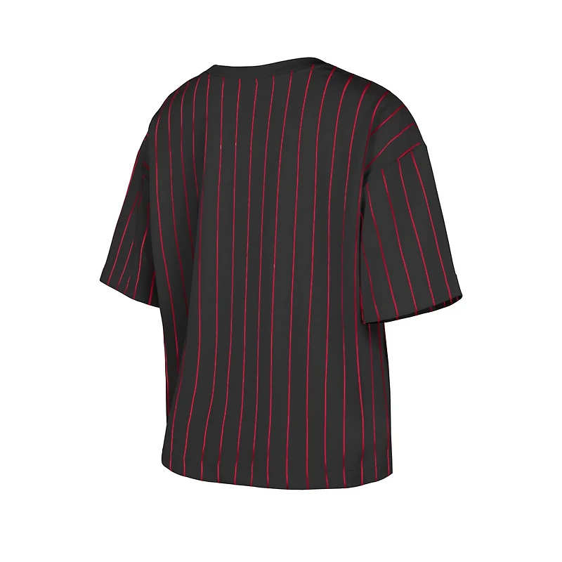 New Era Cincinnati Reds Cooperstown Collection Multiplier Pinstripe Cropped T-Shirt