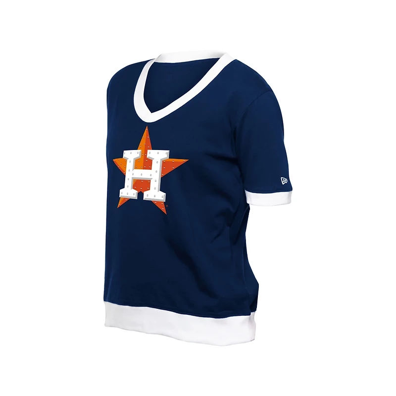 New Era Houston Astros Game Day Rhinestone V-Neck T-Shirt