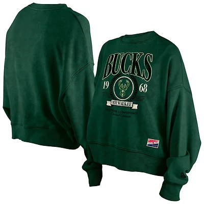 New Era Hunter Milwaukee Bucks Hardwood Classics Enzyme Wash Oversized Boxy Pullover Sweatshirt