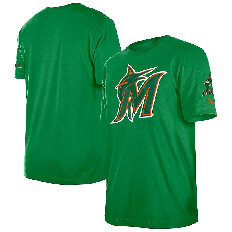 New Era Kelly Miami Marlins St Patrick's Day Shamrock Fill T-Shirt