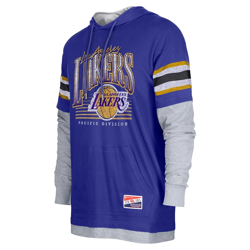 New Era Los Angeles Lakers Layered Long Sleeve Hoodie T-Shirt