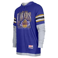 New Era Los Angeles Lakers Layered Long Sleeve Hoodie T-Shirt