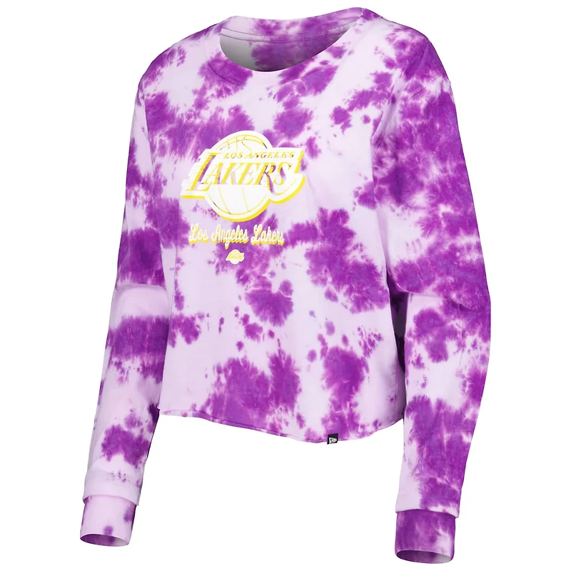 New Era Los Angeles Lakers Tie Dye Cropped Long Sleeve T-Shirt