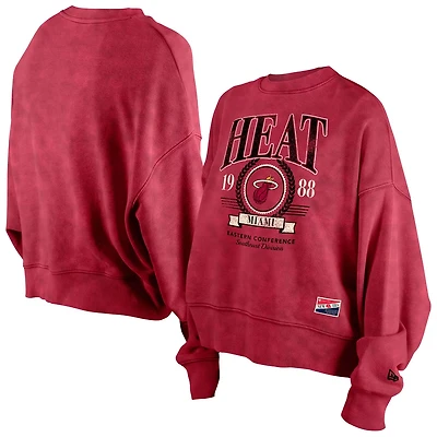 New Era Miami Heat Hardwood Classics Enzyme Wash Oversized Boxy Pullover Sweatshirt
