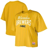 New Era Milwaukee Brewers City Connect Multiplier Pinstripe Cropped T-Shirt