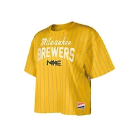 New Era Milwaukee Brewers City Connect Multiplier Pinstripe Cropped T-Shirt
