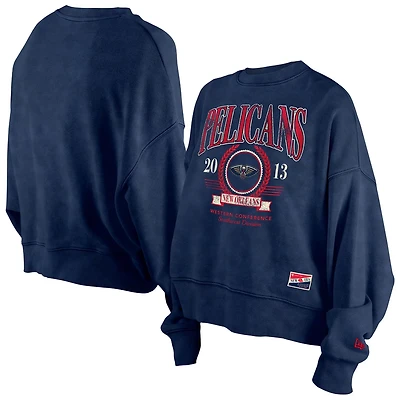 New Era Orleans Pelicans Hardwood Classics Enzyme Wash Oversized Boxy Pullover Sweatshirt