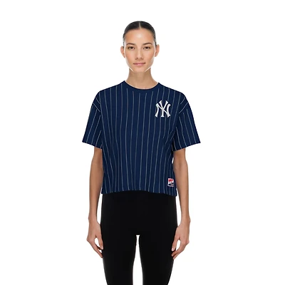 New Era York Yankees Throwback Meshback Pinstripe Boxy T-Shirt