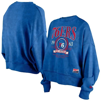 New Era Philadelphia 76ers Hardwood Classics Enzyme Wash Oversized Boxy Pullover Sweatshirt