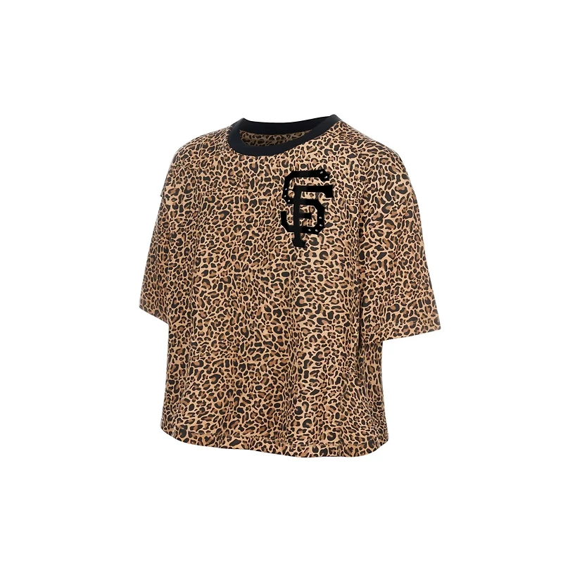 New Era San Francisco Giants Leopard Boxy Cropped T-Shirt