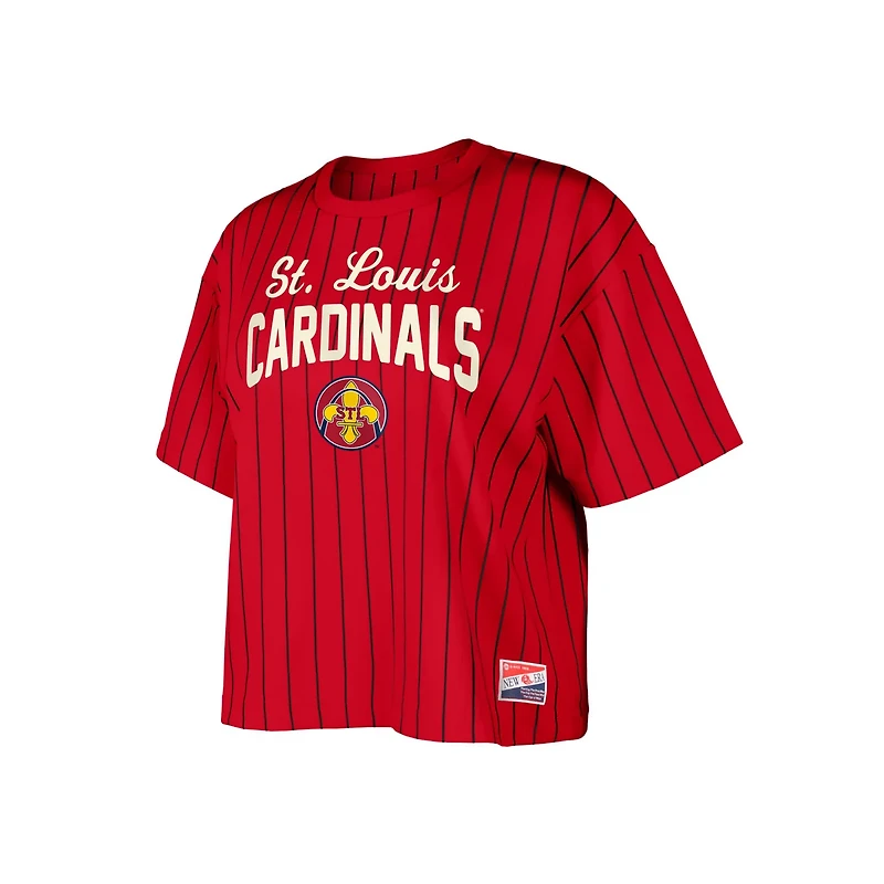 New Era St Louis Cardinals City Connect Multiplier Pinstripe Cropped T-Shirt