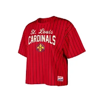New Era St Louis Cardinals City Connect Multiplier Pinstripe Cropped T-Shirt