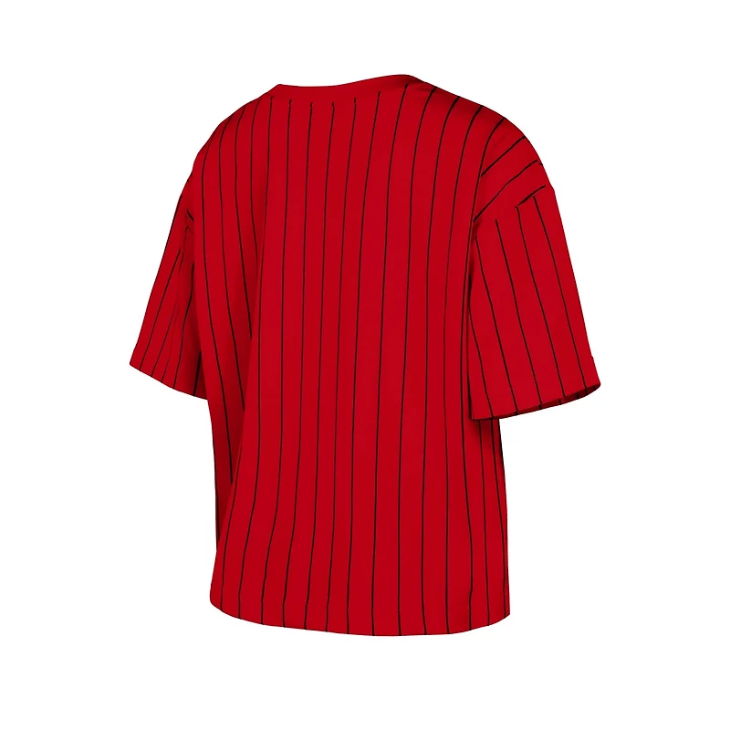 New Era St Louis Cardinals City Connect Multiplier Pinstripe Cropped T-Shirt