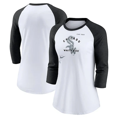 Nike Black Chicago Sox Next Up Tri-Blend Raglan 3 4-Sleeve T-Shirt