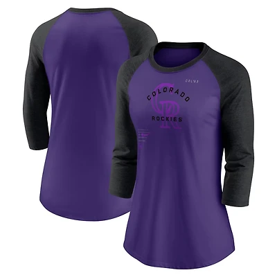 Nike Black Colorado Rockies Next Up Tri-Blend Raglan 3 4-Sleeve T-Shirt