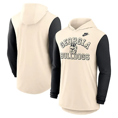 Nike Black Georgia Bulldogs Legacy Color-Block Tri-Blend Performance Long Sleeve Hoodie T-Shirt