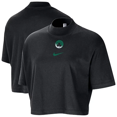 Nike Boston Celtics Courtside Mock Neck Loose Fit Cropped T-Shirt