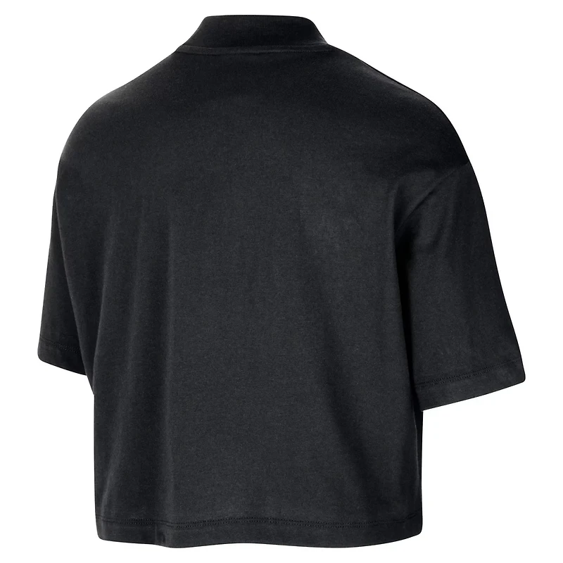 Nike Boston Celtics Courtside Mock Neck Loose Fit Cropped T-Shirt