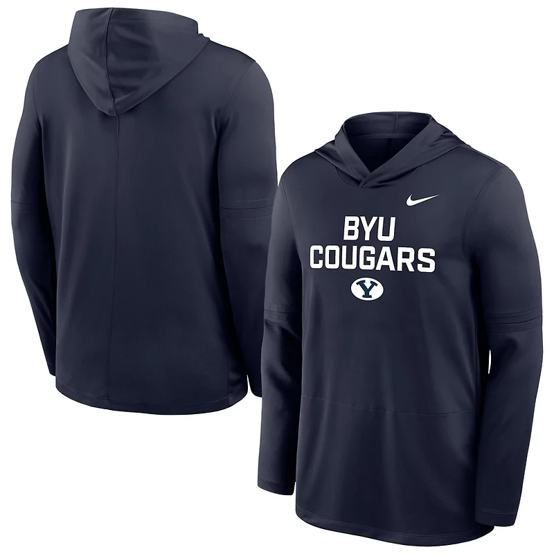Nike BYU Cougars 2025 Sideline Dri-FIT Long Sleeve Hoodie T-Shirt