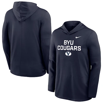 Nike BYU Cougars 2025 Sideline Dri-FIT Long Sleeve Hoodie T-Shirt