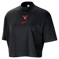 Nike Chicago Bulls Courtside Mock Neck Loose Fit Cropped T-Shirt