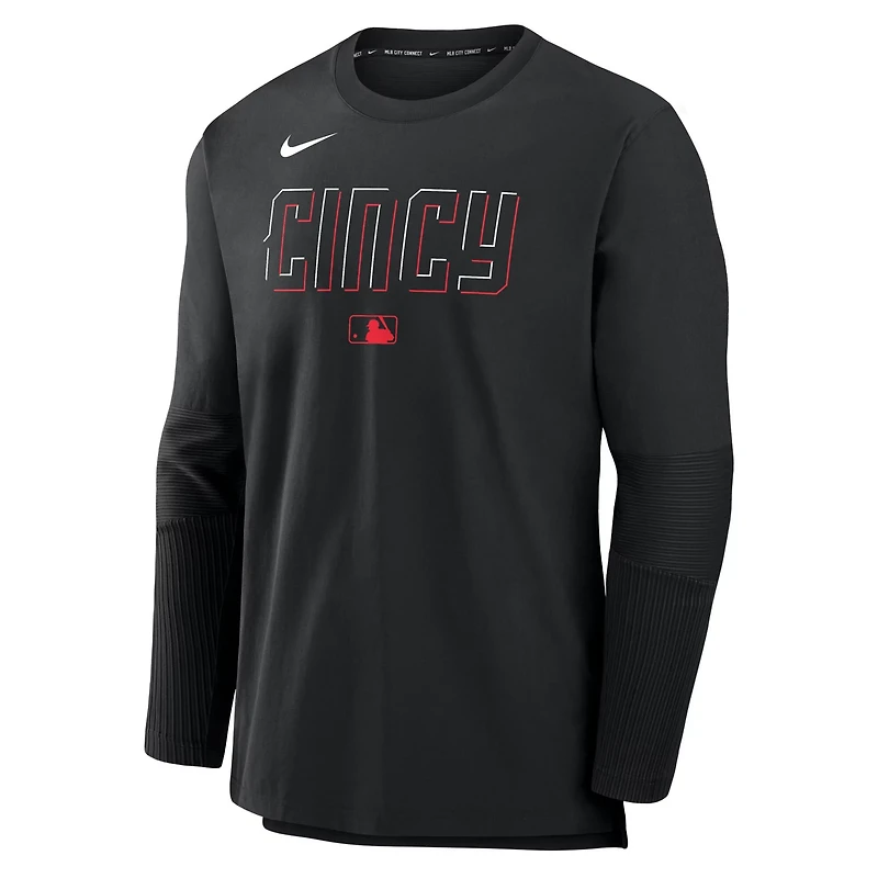 Nike Cincinnati Reds Authentic Collection City Connect Lightweight Player Tri-Blend Performance Long Sleeve T-Shirt