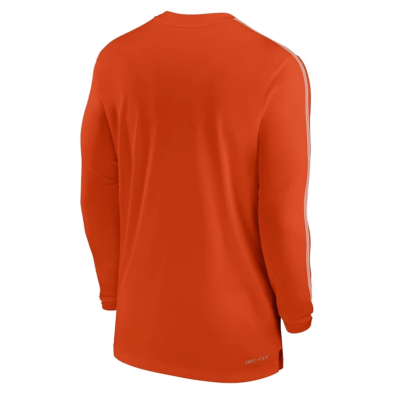 Nike Clemson Tigers 2024 Sideline Coach UV Performance Long Sleeve T-Shirt
