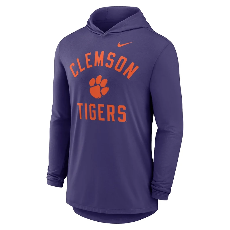 Nike Clemson Tigers Classic Arch Tri-Blend Dri-FIT Long Sleeve Hoodie T-Shirt
