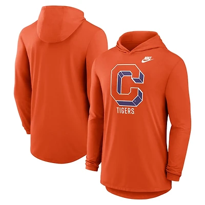 Nike Clemson Tigers Legacy Tri-Blend Dri-FIT Long Sleeve Hoodie T-Shirt