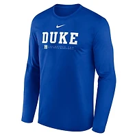 Nike Duke Blue Devils 2025 Courtside Basketball Shootaround Legend Dri-FIT Long Sleeve T-Shirt