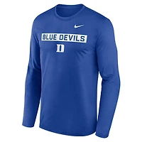 Nike Duke Blue Devils Primetime Campus 2-Hit Legend Dri-FIT Long Sleeve T-Shirt