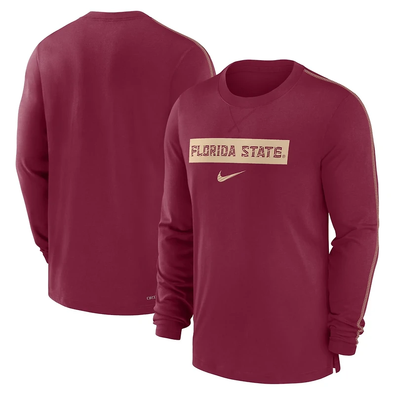 Nike Florida State Seminoles 2024 Sideline Player Tri-Blend Performance Long Sleeve T-Shirt