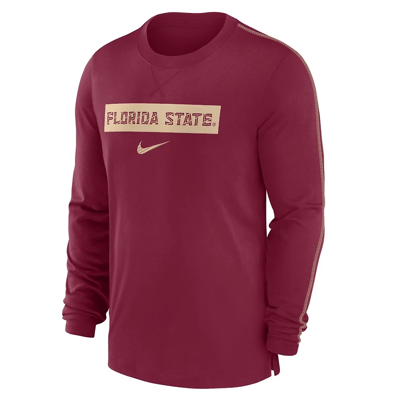 Nike Florida State Seminoles 2024 Sideline Player Tri-Blend Performance Long Sleeve T-Shirt